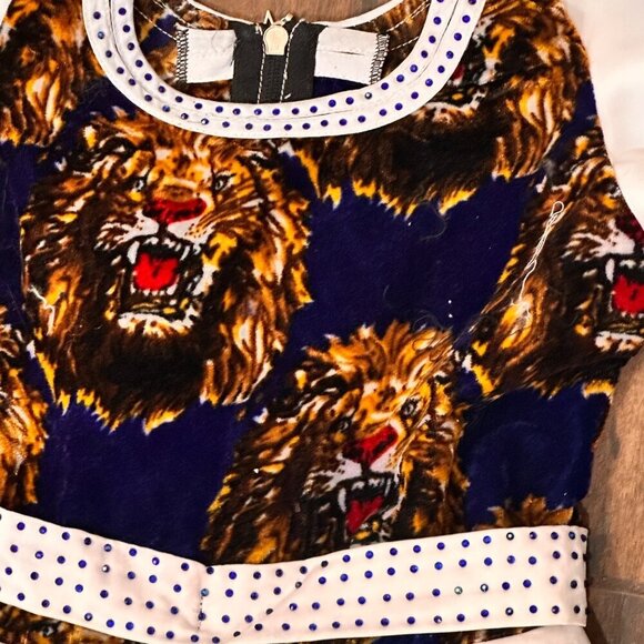 Girls Lion Print Puff Sleeve Handmade Dress Costume Fancy Halloween Unique Party - Picture 5 of 12